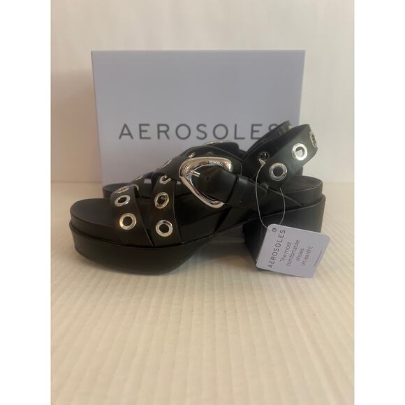 Aerosoles Cleveland Slingback
Platform Sandals Black Silver Size 7M Brand New - Picture 3 of 12